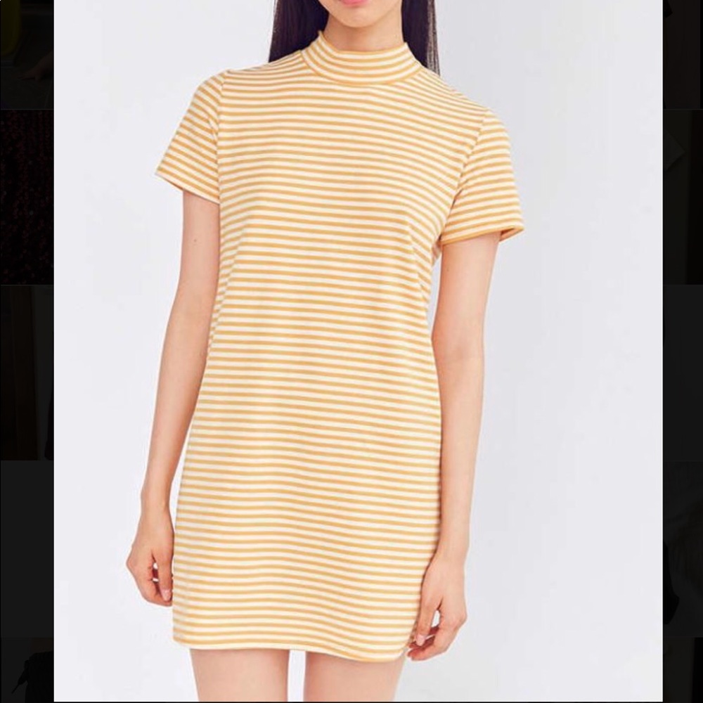Never been worn yellow stripped mock dress!!!